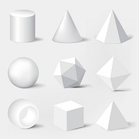 3D rendered geometrical shapes, black elements minimalist psd set