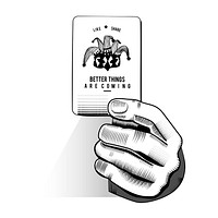 Vector of hand holding random playing card