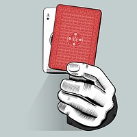 Vector of hand holding random playing card