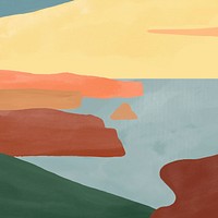 Seaside instagram post watercolor abstract landscape psd