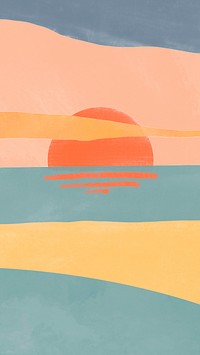 Watercolor seaside background sunset reflection