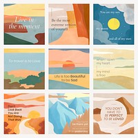 Inspirational quotes social media post template vector set