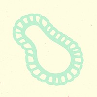Abstract sea life clipart, flatworm graphic in pastel green