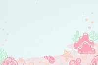 Cute underwater background, coral reef border in pastel psd