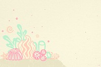 Aesthetic coral background, marine life psd border in pastel