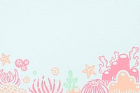 Cute ocean background, coral reef border in pastel psd