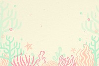 Cute ocean background, coral reef border in pastel psd