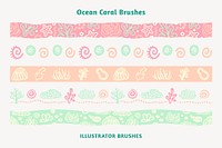 Aesthetic coral pattern brush, pastel border vector, compatible with AI