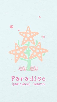 Summer story template, paradise, marine creature design vector in pastel colors