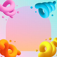 Grid frame background, abstract 3D shapes in colorful design vector