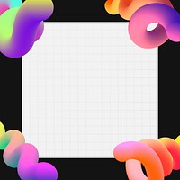 Abstract black frame background, colorful fluid shapes psd