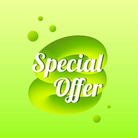 Abstract special offer template, shopping badge, green 3D abstract psd