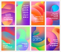 3D gradient iPhone wallpaper template, colorful squiggles with inspirational quote vector