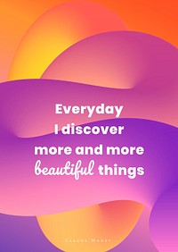 Abstract poster template, colorful 3D design with inspirational quote psd