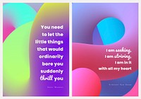 3D aesthetic poster template, gradient fluid design with inspirational quote psd dual set