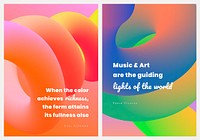 Color aesthetic banner template, gradient fluid design with inspirational quote vector set