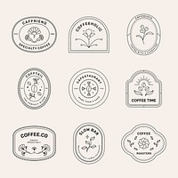 Simple coffee logo template, minimal branding design for business set psd