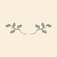 Leaf divider illustration, simple botanical graphic design