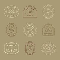 Business logo template, simple gold retro design, creative branding icon illustration set psd