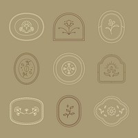 Flower logo element stickers, simple design set vector