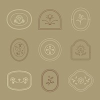 Floral logo element, modern earth tone badge design, clean graphic illustration psd