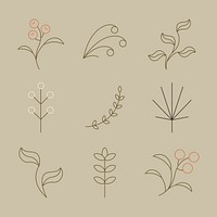 Floral ornament illustrations, simple flower design vector