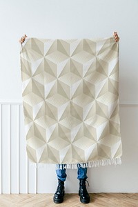 Scarf mockup, cloth geometric pattern design psd