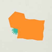 Orange sticker, abstract geometric shape, badge design, psd