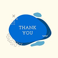 Thank you template memphis shape badge, blue graphic design, psd