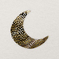 Gold crescent moon sticker, aesthetic psd