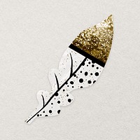 Gold  leaf sticker, nature collage element in abstract design psd