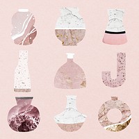 Aesthetic kintsugi vase clipart, pink pottery, home decor objects psd set