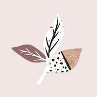 Aesthetic leaf nature sticker, pink abstract design psd