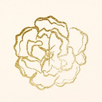Gold rose line art, simple floral graphic illustration 