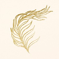 Gold botanical line art, simple leaf graphic illustration 