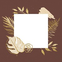Leaf frame, gold botanical line art illustration for bullet journal psd