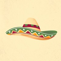 Mexican hat doodle sticker, traditional accessory vector
