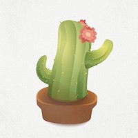 Cute cactus sticker, desert plant psd