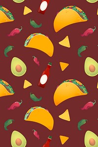 Mexican food pattern background, colorful design
