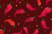 Red chili pattern background, Mexican doodles