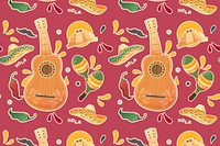 Guitar pattern background, Mexican doodles