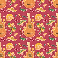 Guitar seamless pattern background, Mexican style psd