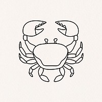 Cancer zodiac animal line art, crab doodle design psd