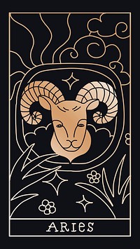 Aesthetic Aries mobile phone wallpaper, zodiac design psd