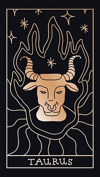 Funky Taurus zodiac iPhone wallpaper, dark doodle illustration psd