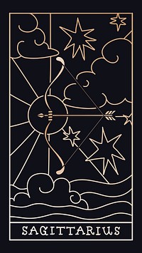 Sagittarius iPhone wallpaper, ocean sky doodle art vector