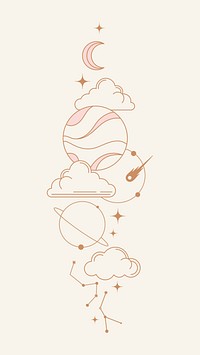 Astronomy iPhone wallpaper, aesthetic celestial background vector