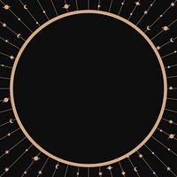 Circle star frame background, black celestial design
