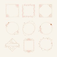Mystic moon frame stickers, pastel style for digital design set psd