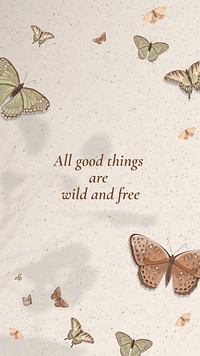 Butterfly quote Instagram story template vector